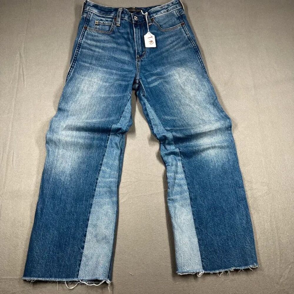 Abercrombie & Fitch Womans Jeans size 24 x 36 raw hem 2 tone jeans Y2K retro